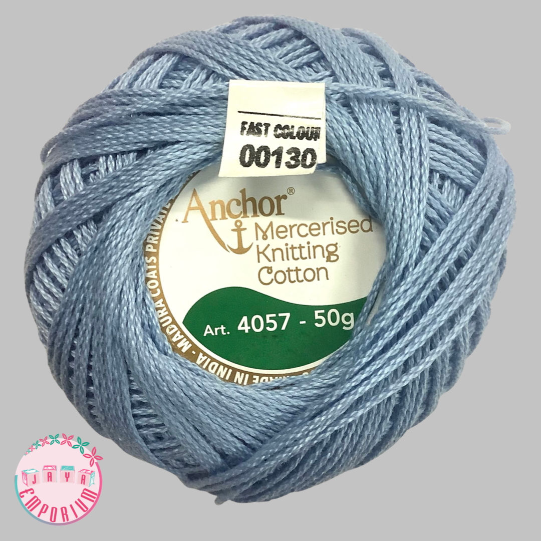 Anchor Mercerised Crochet Knitting Cotton Thread - Art No: 4057-000- Shade-00130 Sky Blue