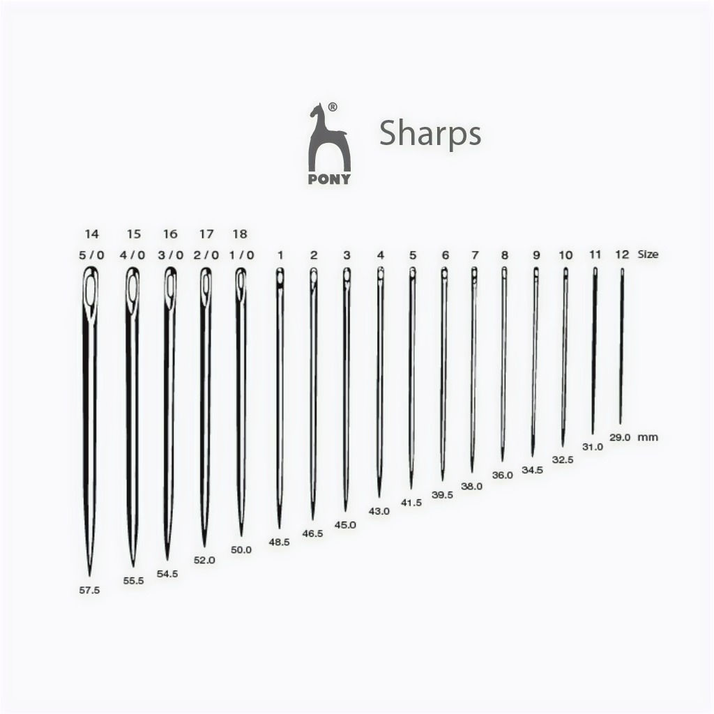 Pony Article #01101 Hand Sewing Needles Sharps Size 1 (Length 48.5mm -25 Pcs)