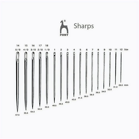 Pony Article #01110 Hand Sewing Needles Sharps Size 10 (Length