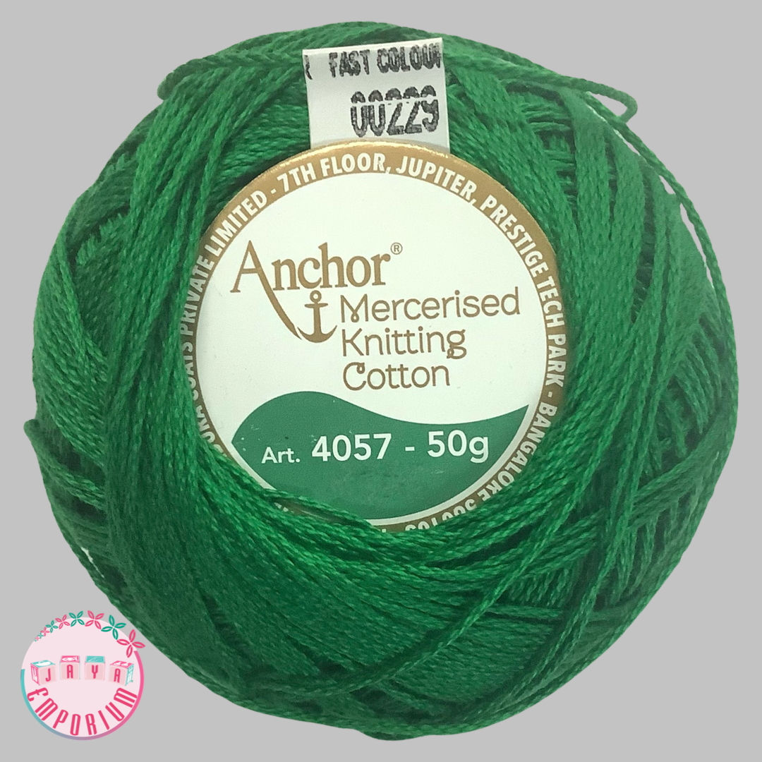 Anchor Mercerised Crochet Knitting Cotton Thread - Art No: 4057-000- Shade-00229 Green