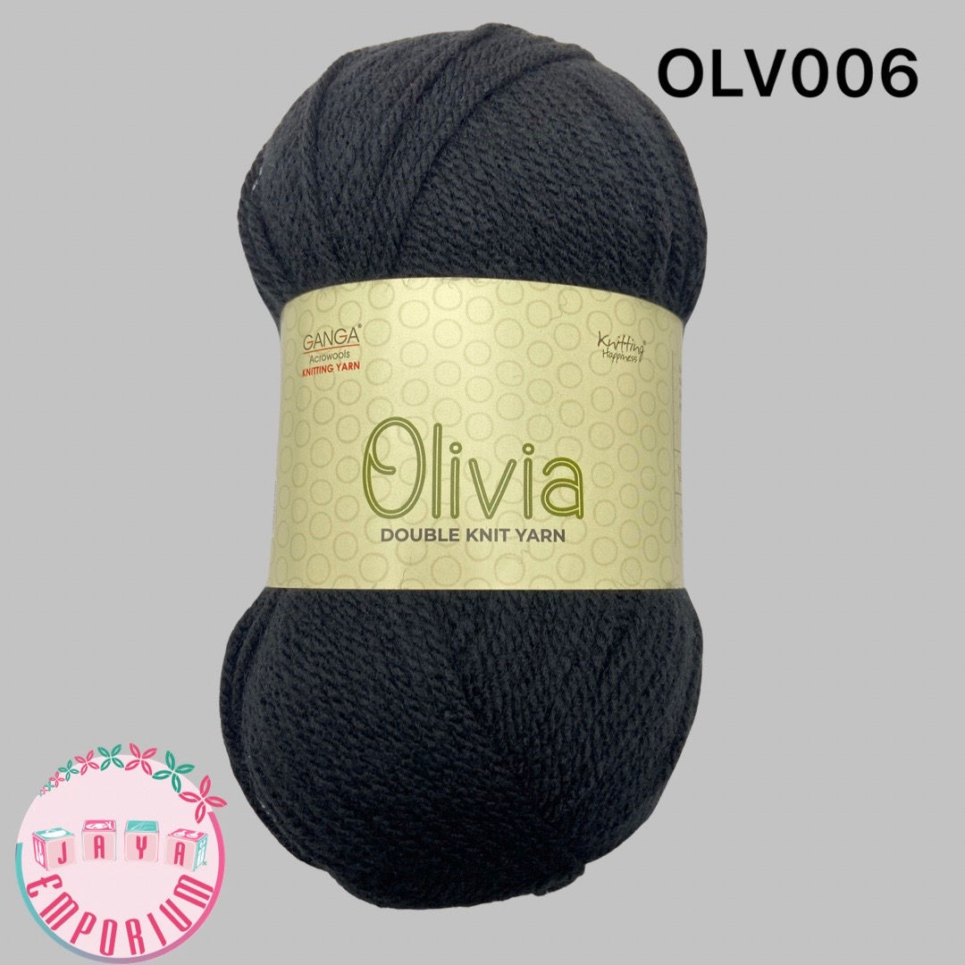 Ganga Olivia Wool Yarn - Shade: OLV006 - Black
