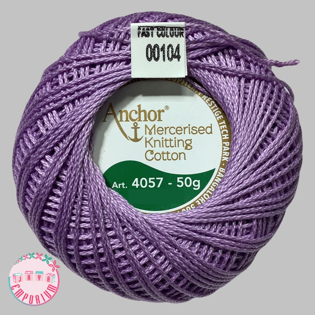 Anchor Mercerised Crochet Knitting Cotton Thread - Art No: 4057-000- Shade-00104 Violet