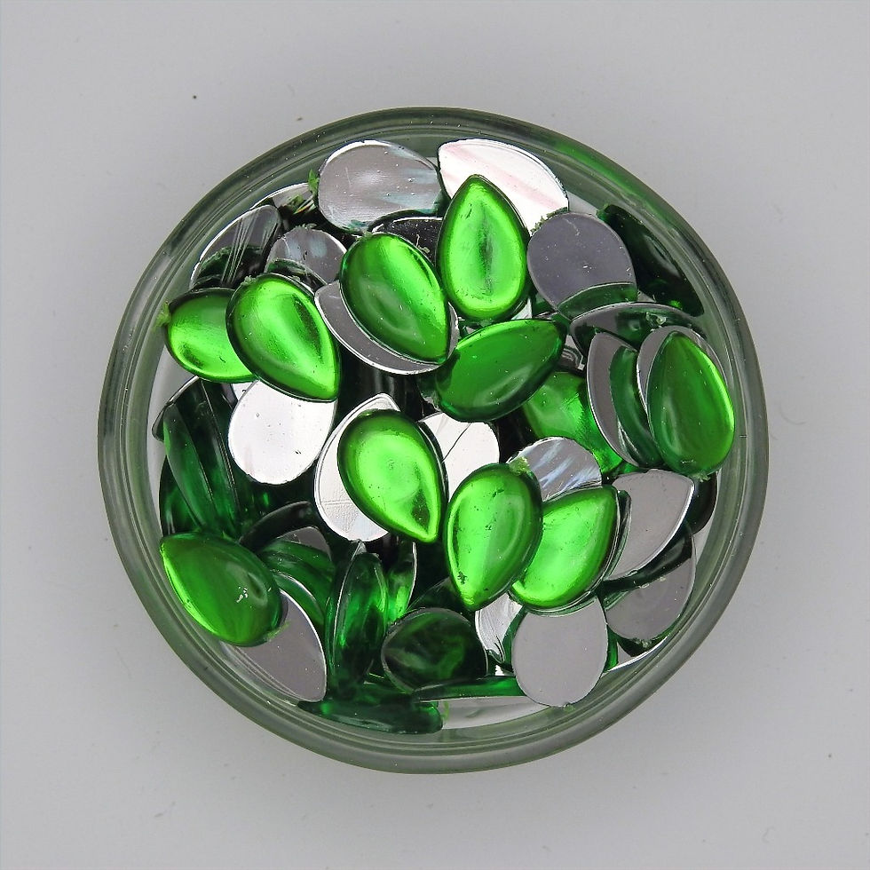 Fabric Acrylic Kundan Stones - 14mm X8mm Drop/ Thilagam/ Pear Shape