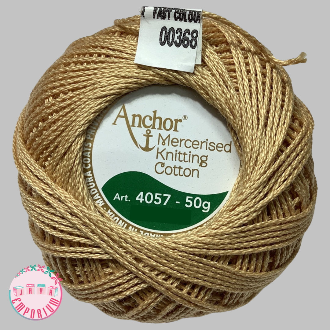 Anchor Mercerised Crochet Knitting Cotton Thread - Art No: 4057-000- Shade-00368 Brown