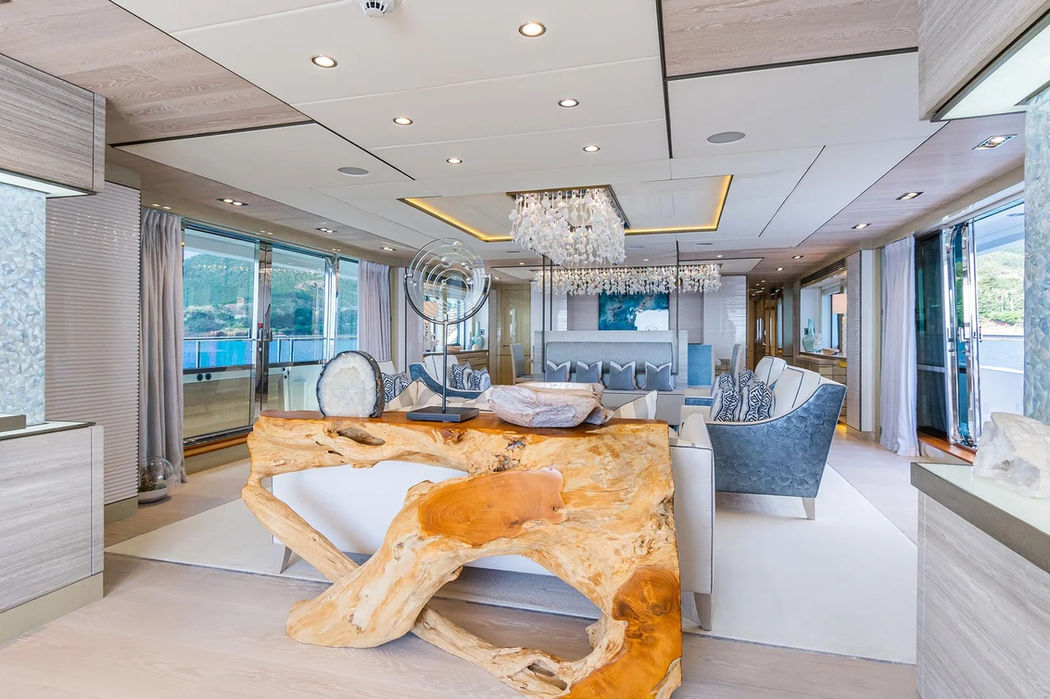 Modern salon interior on Thumper with designer furniture and natural lighting.