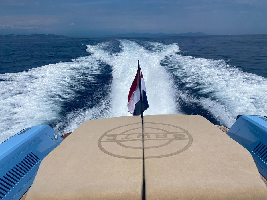 Aft wake view from Wally 45 running at speed on a Monaco charter