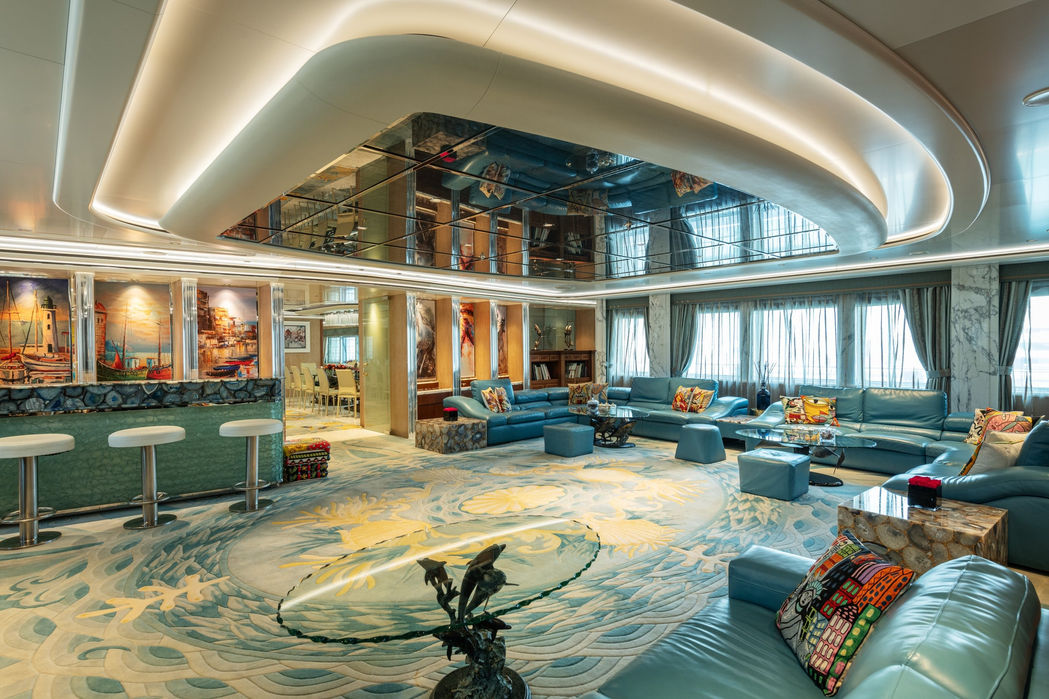 Luxurious indoor pool and spa area inside Moonlight II superyacht