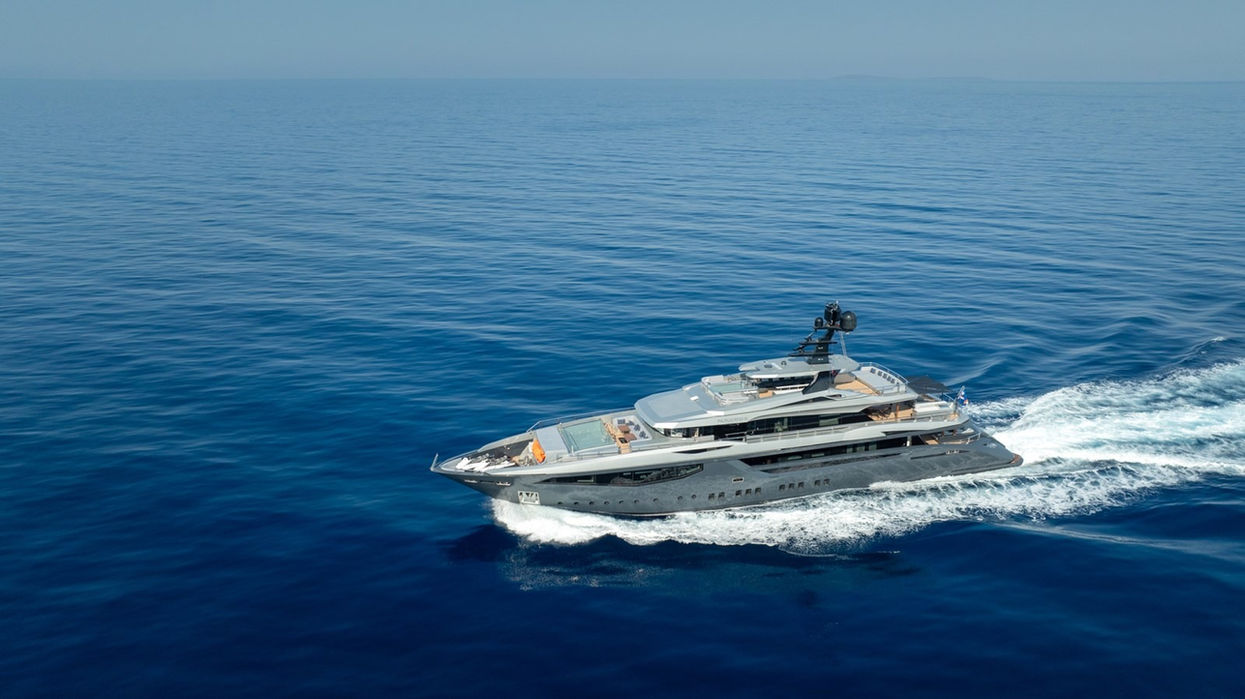 The Provocateur superyacht cruising at speed across the Mediterranean Sea, showcasing its sleek profile and modern design—ideal for luxury charters in Monaco and Saint-Tropez.