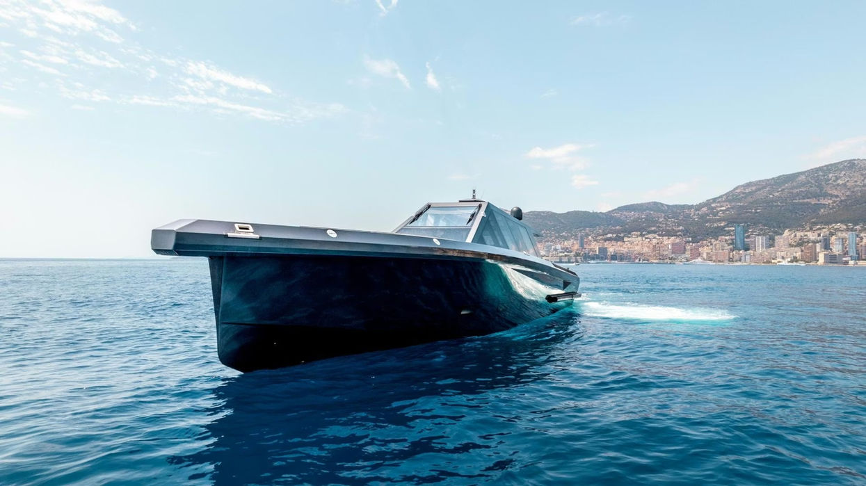 Front exterior running shot of the Wally Power 72 luxury yacht with Navélia Yacht Charters