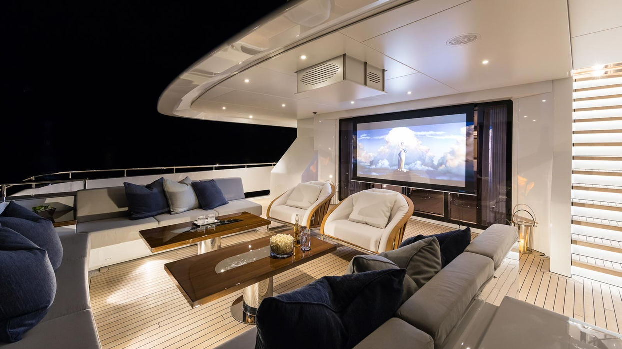 LAURENTIA superyacht main salon with contemporary interior design