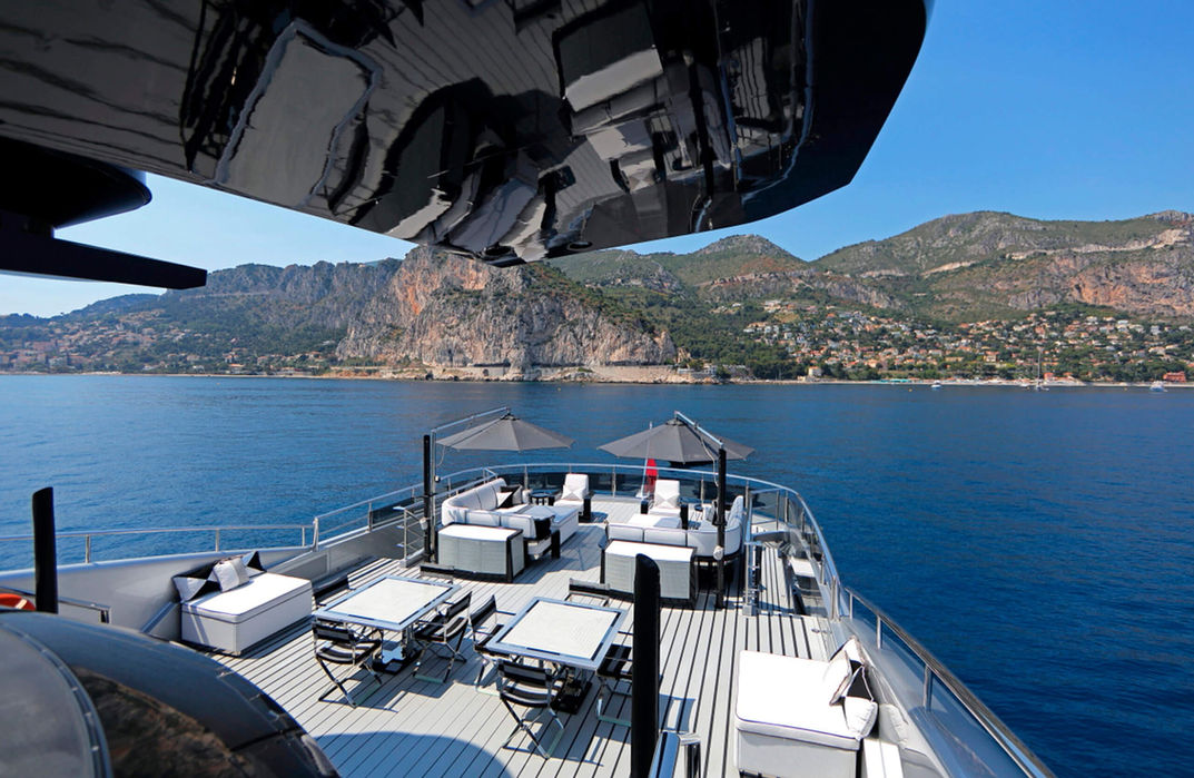 Upper deck navigation station and equipment on Okto superyacht.