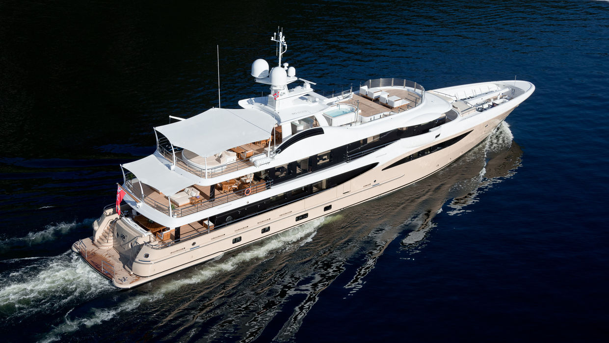 Lili superyacht seen from above while cruising during a French Riviera charter with Navélia Yacht Charter St Tropez