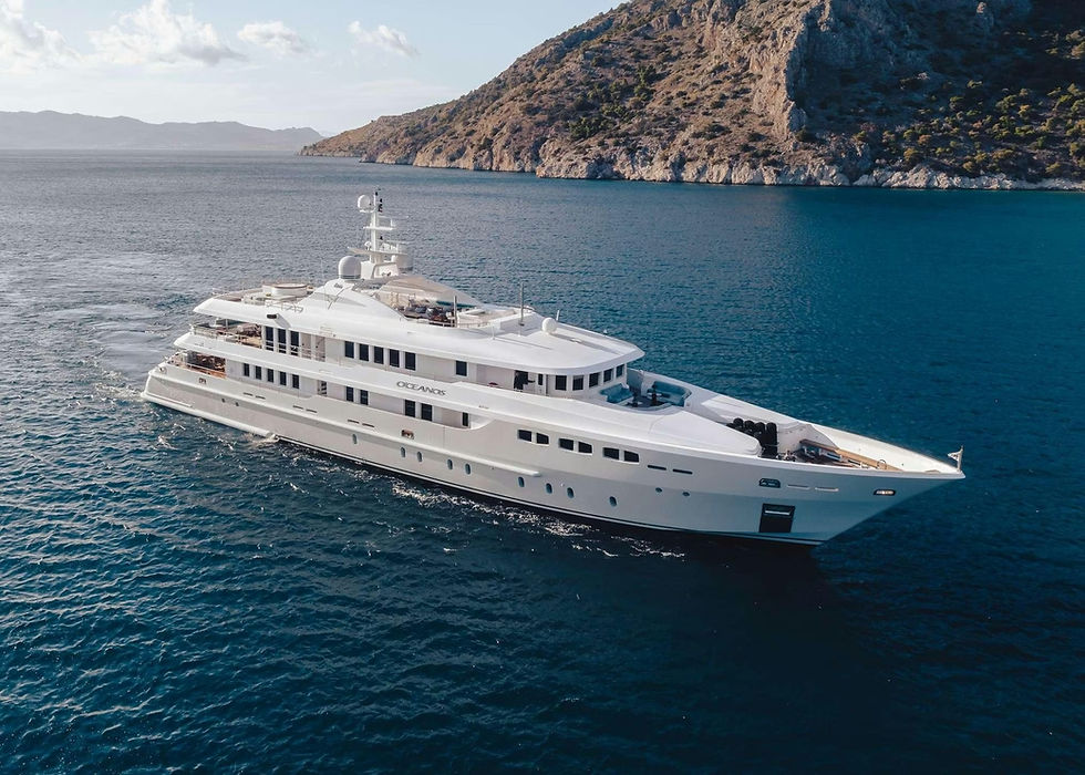 Oceanos luxury megayacht for Mediterranean charter, French Riviera large-group yacht rental with Navélia Yacht Charter