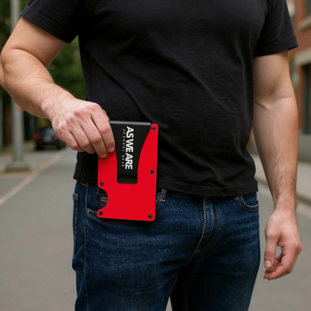 Minimalist Metal Wallet Crimson Red