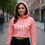 Thumbnail: Women's Pink Crop Top Hoodie