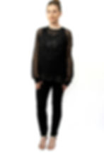 Thumbnail: See-through Georgette Blouse with Beaded Rose
