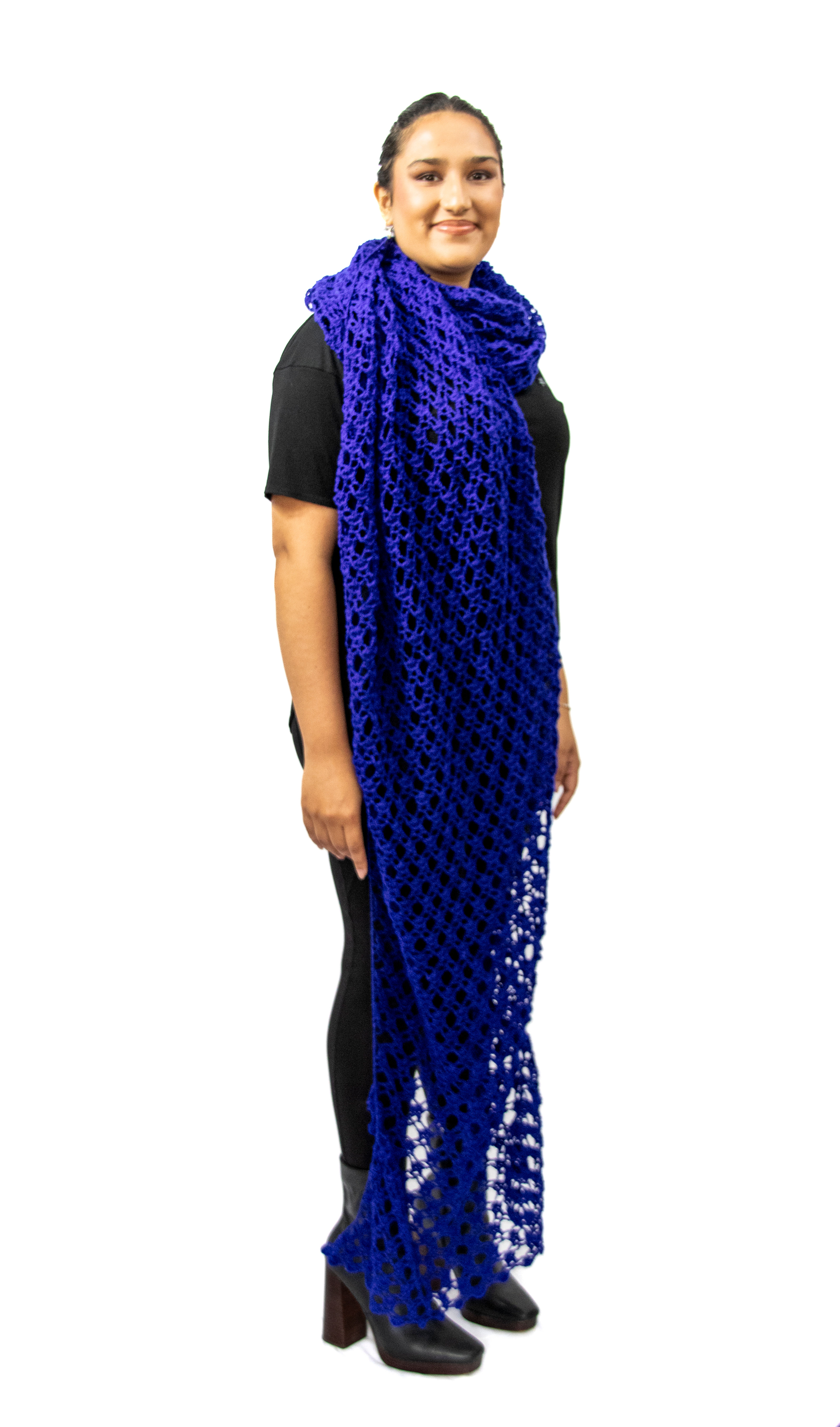 Hand-knitted Crochet Shawl (Only available in blue color)