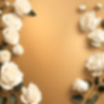 White roses surrounding a light to dark gold marble gradient, creating a frame like set of