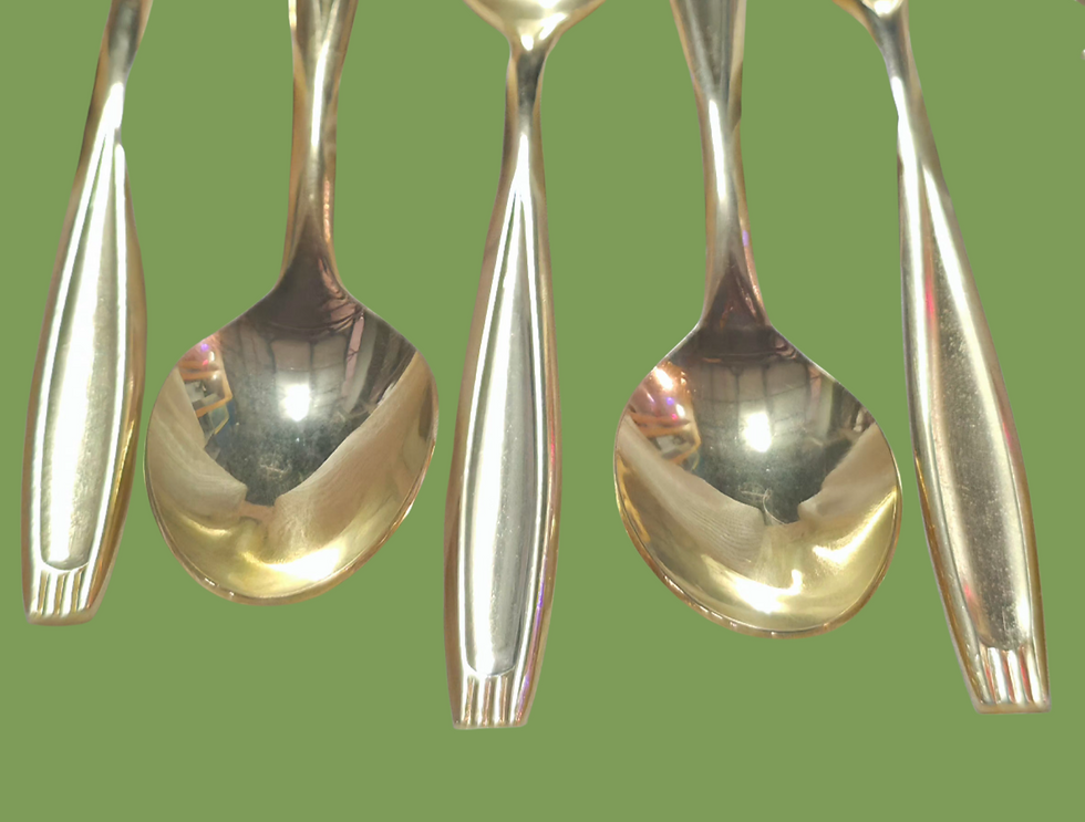 Thumbnail: Vintage Mid-Century Gold-Plated Teaspoon Set