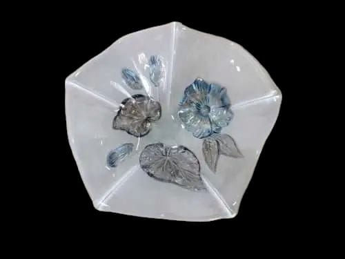 Thumbnail: Exquisite Mikasa Crystal Floral Pink&Purple  Calypso Serving Bowl