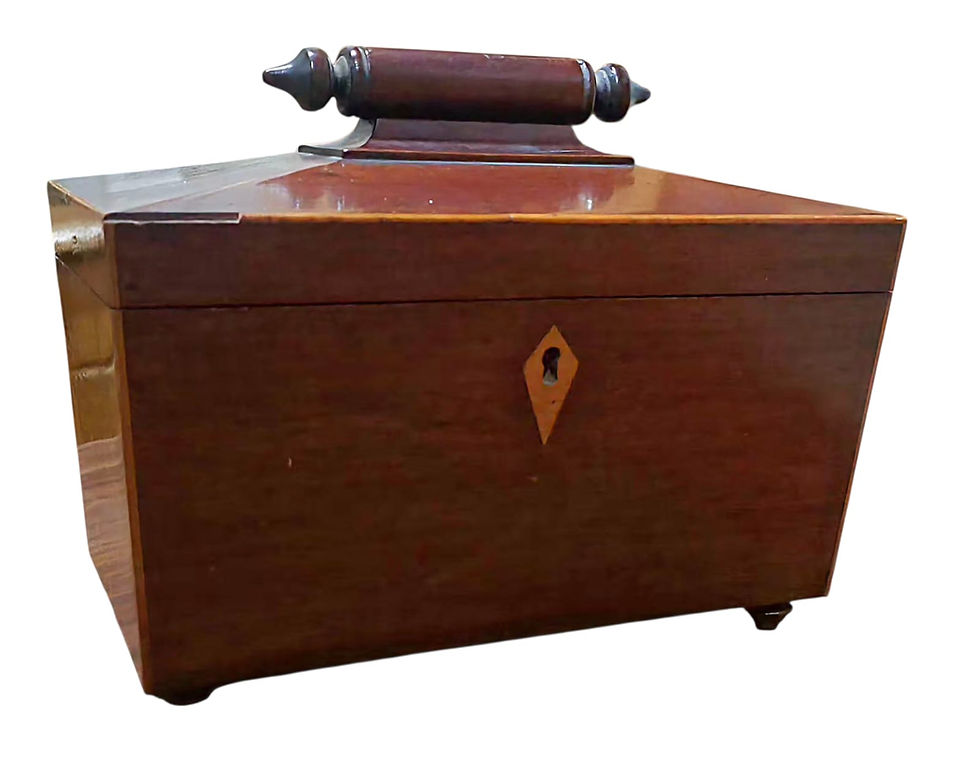 Thumbnail: Antique sarcophagus-shaped tea caddy