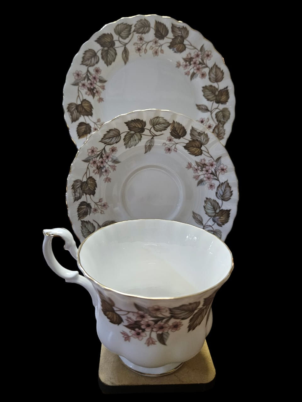 Thumbnail: Royal Albert Linden Trio  adorned with the delicate Linden pattern
