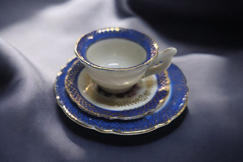 Thumbnail: Miniature Tea Trio featuring French Courting Couple