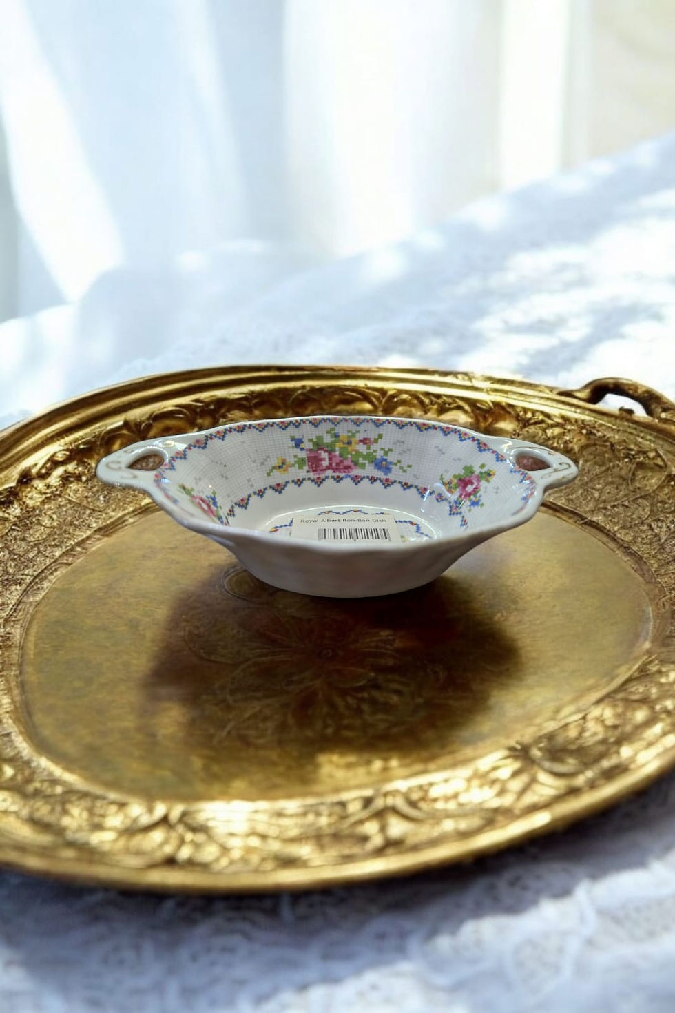 Thumbnail: Royal Albert Petit Point floral embroidery bon bon dishes