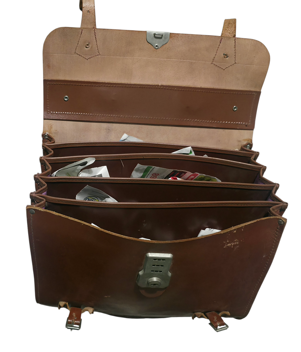 Thumbnail: Vintage Brown Leather Accordion Briefcase