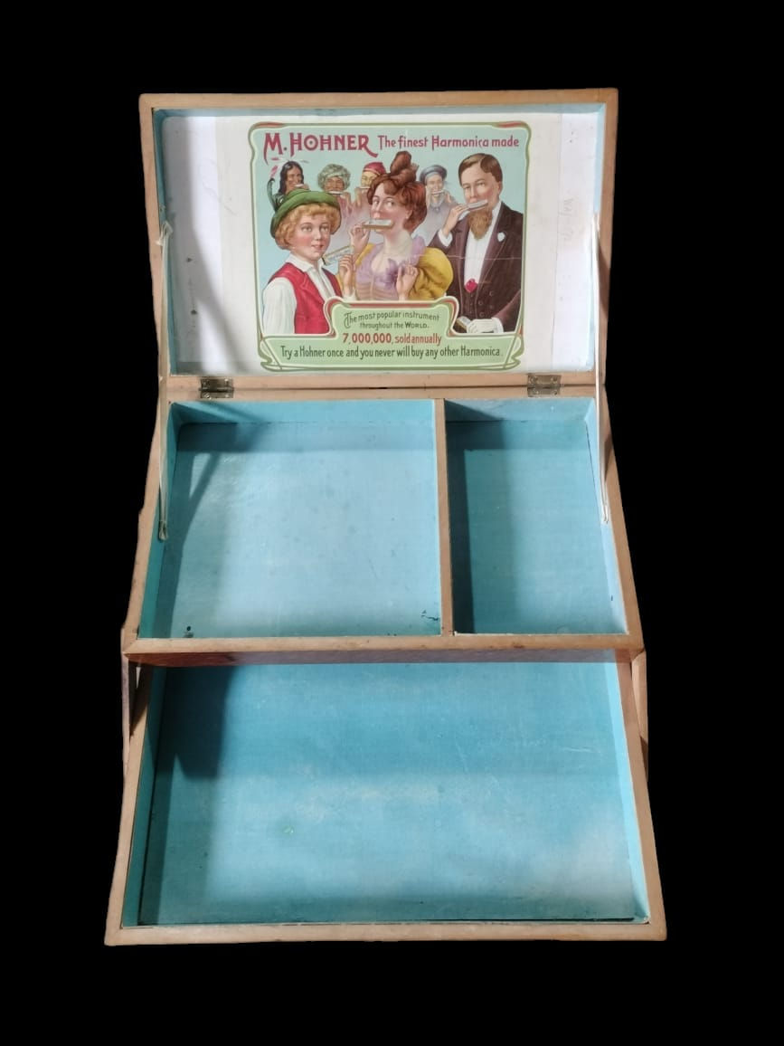 Thumbnail: Antique M. Hohner's World Renowned Harmonicas Display Case, Display Box,