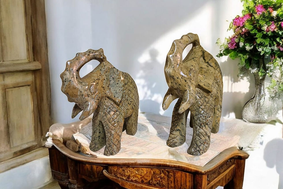 Thumbnail: Traditional craftsmanship with this stunning pair of heavy hand-carved Elephants