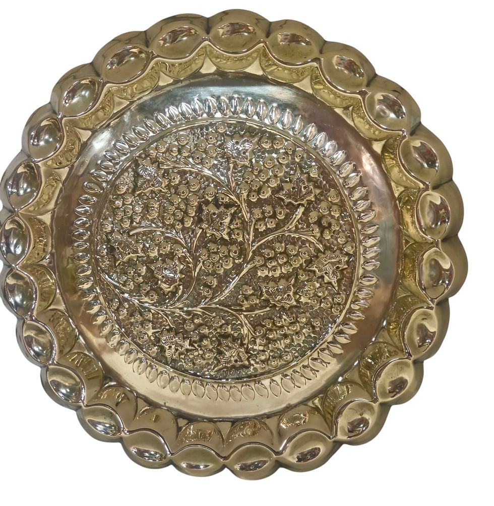 Thumbnail: Vintage Embossed Brass Decorative Plate