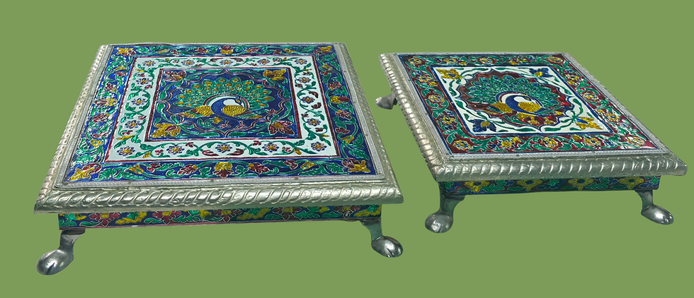 Thumbnail: Meenakari Peacock Bajot Set