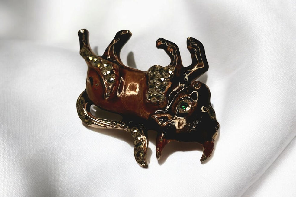 Thumbnail: Vintage marcasite bull brooch
