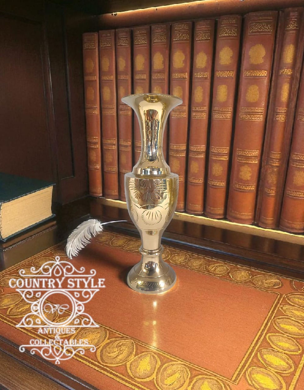 Thumbnail: Brass Engraved Bud Vase