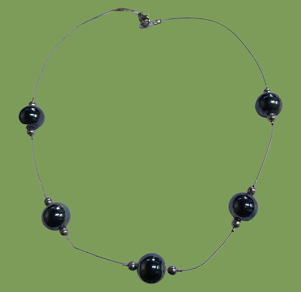 Thumbnail: Vintage Modernist Hematite Style Floating Bead Choker