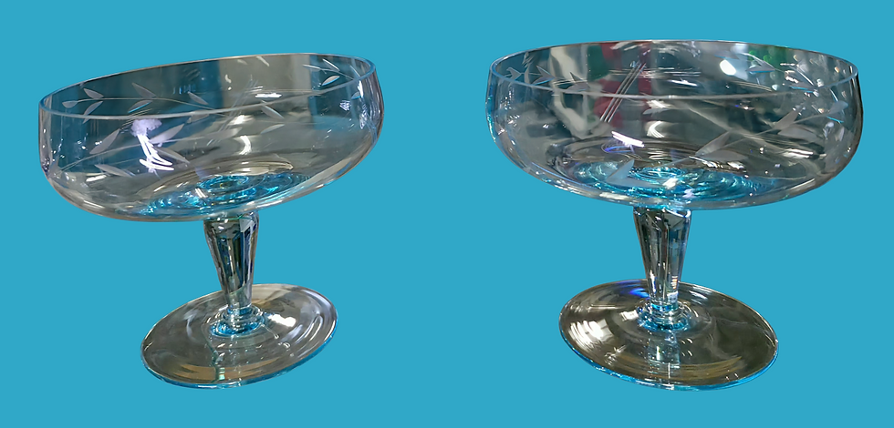 Thumbnail: Mid-Century Light Blue Etched Glassware