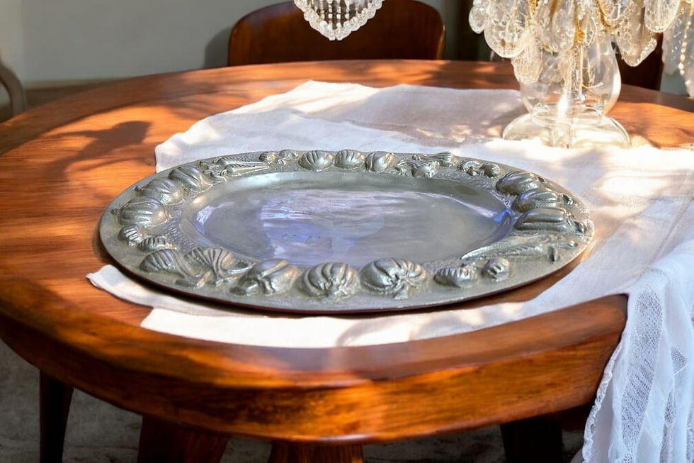 Thumbnail: Large Heavy Pewter Platter 4x46x34cm