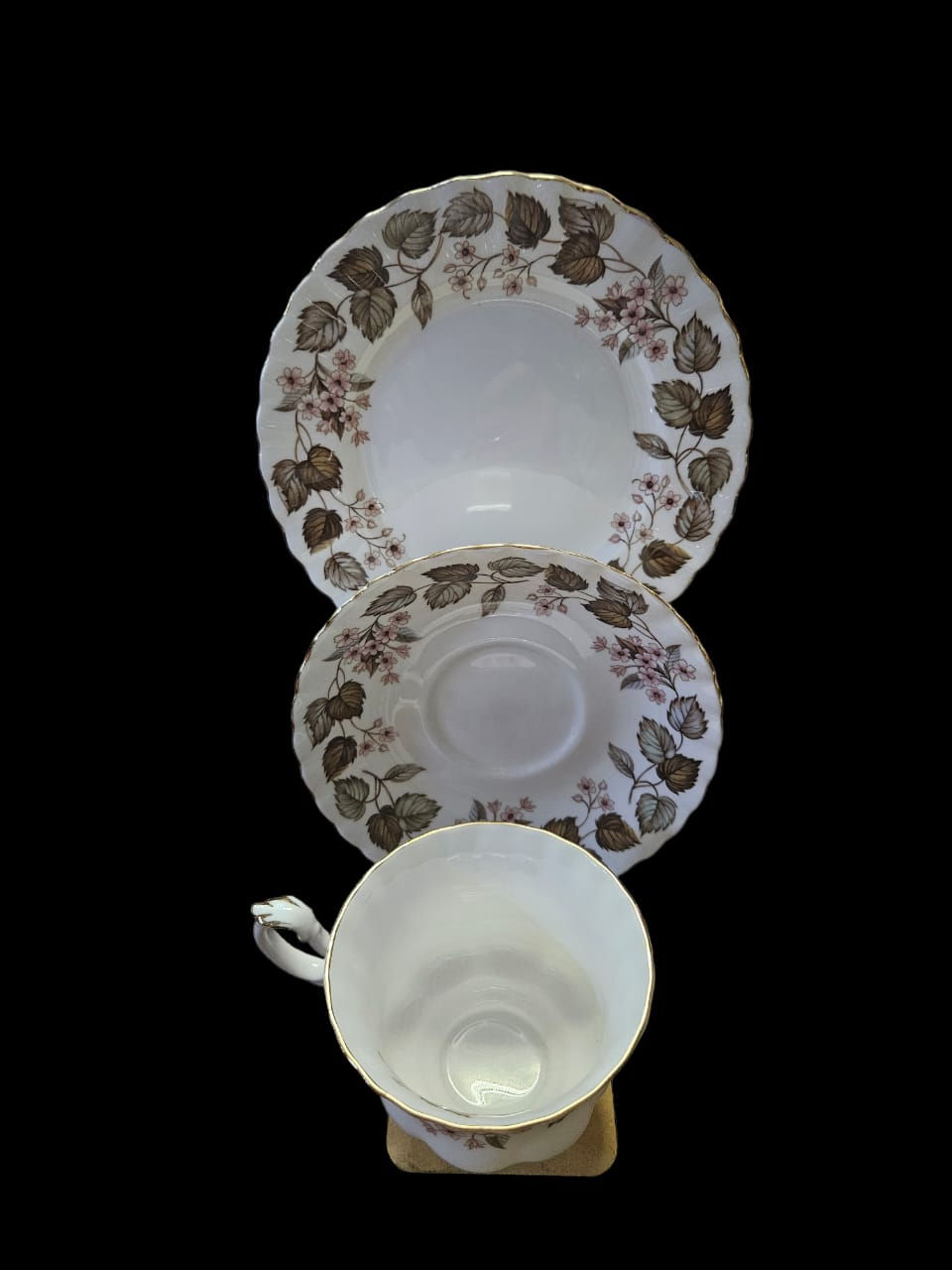 Thumbnail: Royal Albert Linden Trio  adorned with the delicate Linden pattern