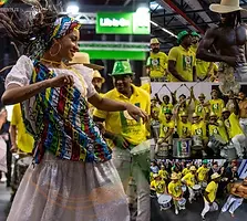 Groupe de batucada et percussions brésiliennes animant un carnaval de rue en Nouvelle-Aquitaine – BRÉSILevents.