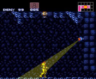 And here's the energy tank in the ceiling that is the same in both games. When the player finds it in Super Metroid, it's super-satisfying.