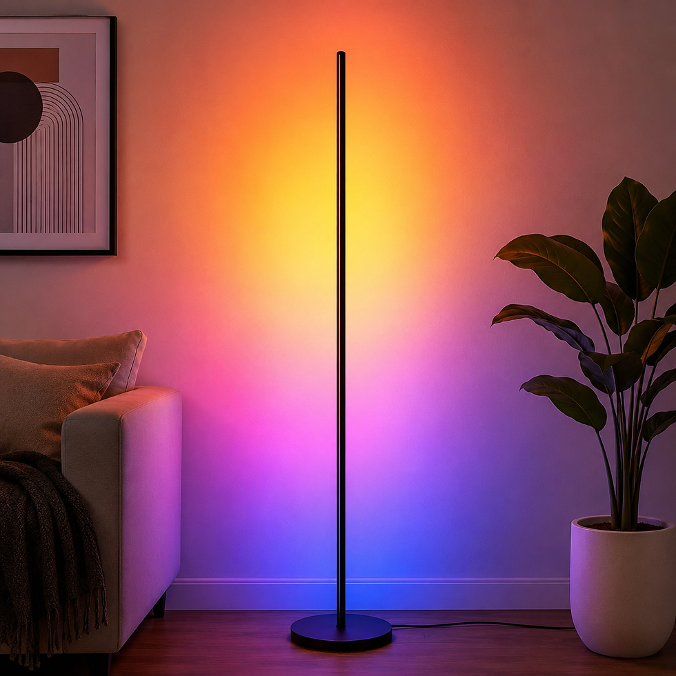 LED floor lamp, one of the bedroom decor essentials.