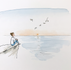 watercolour image of a person enjoying the sunset