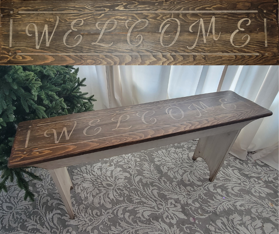 Farmhouse "Welcome" bench