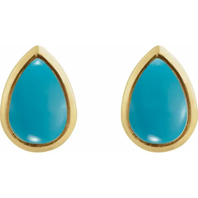 Thumbnail: 14K Yellow Gold Natural Rhodolite Garnet Cabochon Earrings