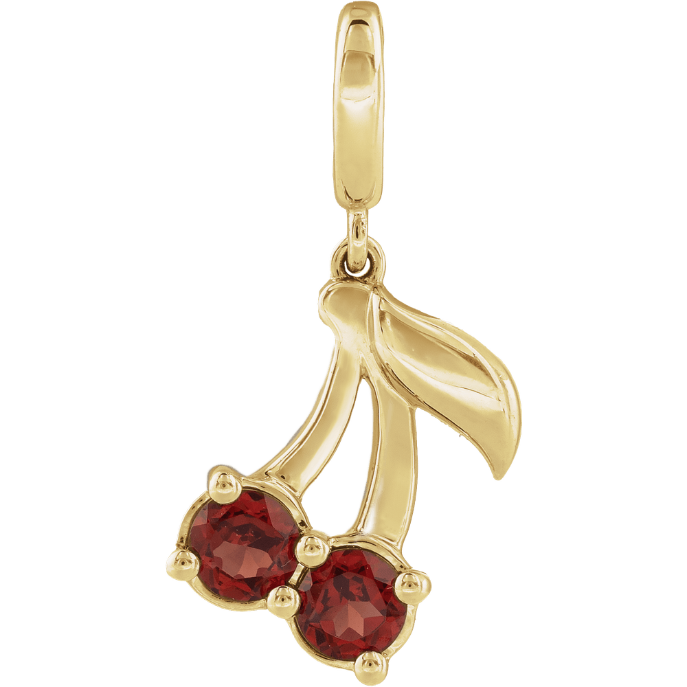 14K Yellow Natural Mozambique Garnet Two-Stone Cherry Charm/Pendant
