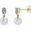 Thumbnail: 14K Cultured White Akoya Pearl & Natural Stone Earrings