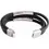 Thumbnail: Stainless Steel 11 mm Black Leather Multi-Strand 8" Bracelet