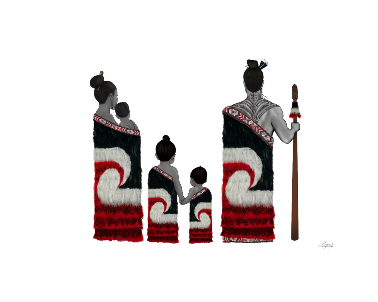 WHANAUNGATANGA 5  (Relationship, kinship, sense of family connection). Red