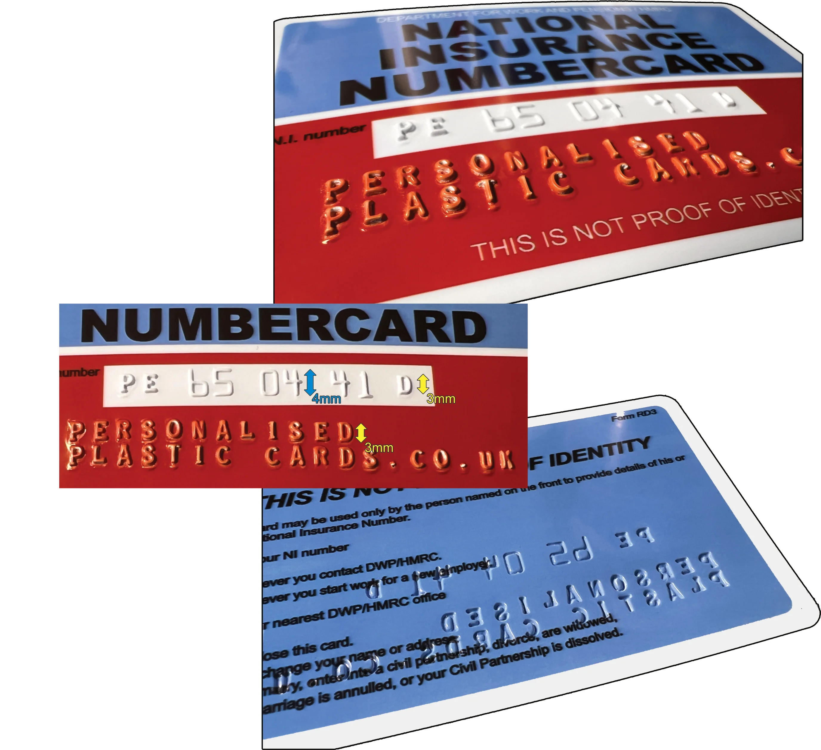 National Insurance Number Card, Personalised Replacement. Embossed